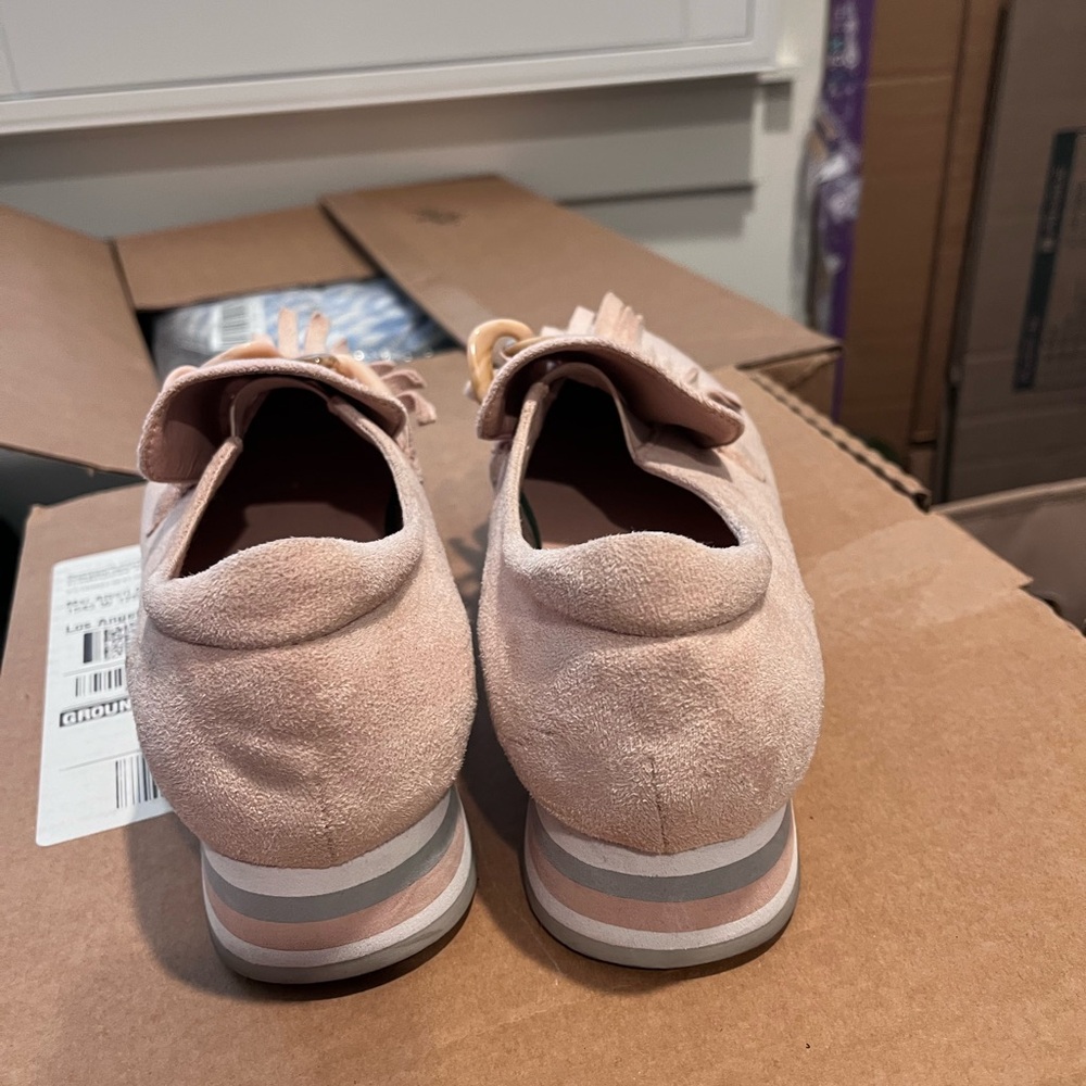 Coconuts by Matisse Blush Suede Loafers with Fringe and Chain - Picture 5 of 11